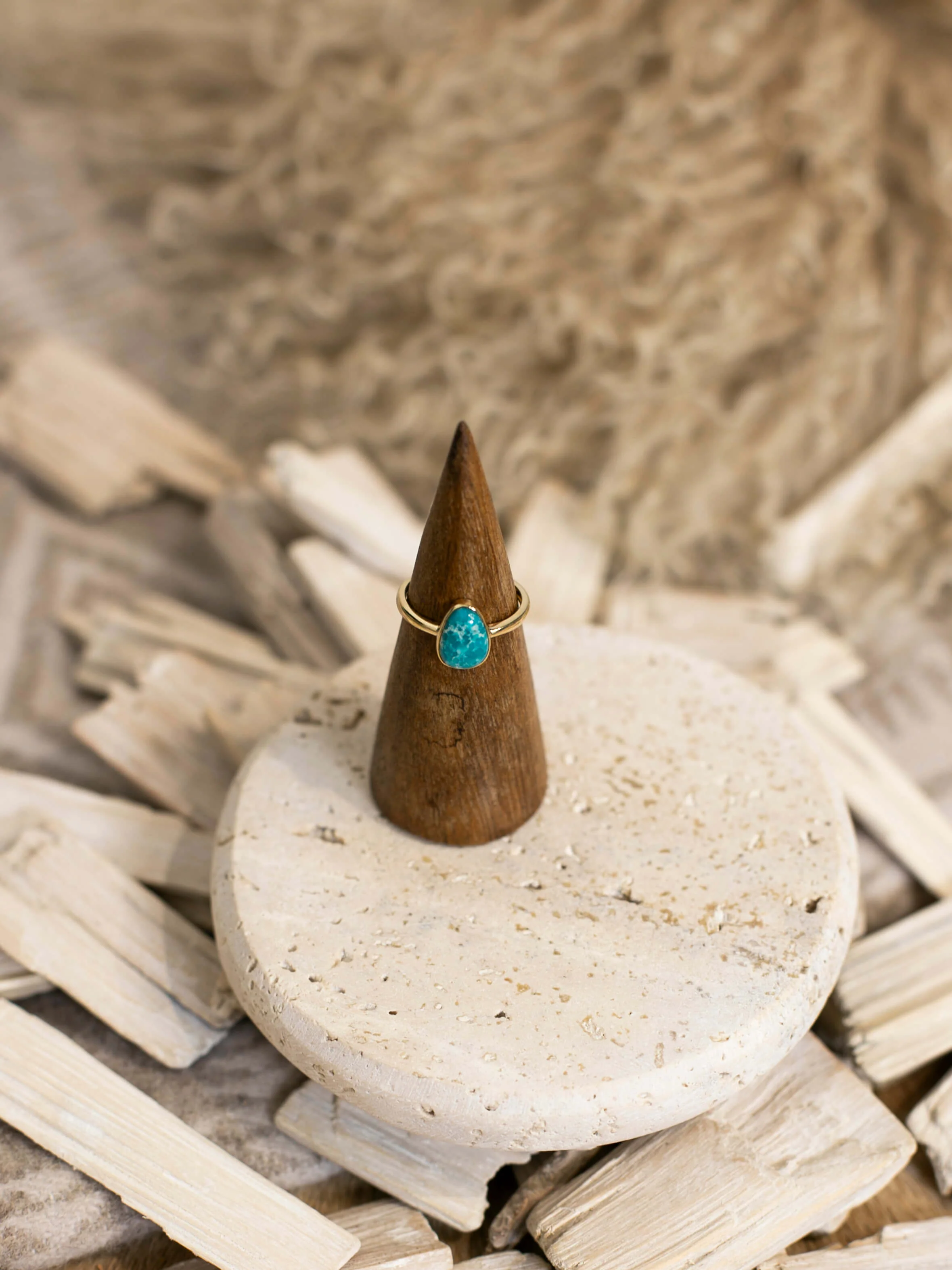 The London 14k and Turquoise Ring 3, Sz 7 - Image 4