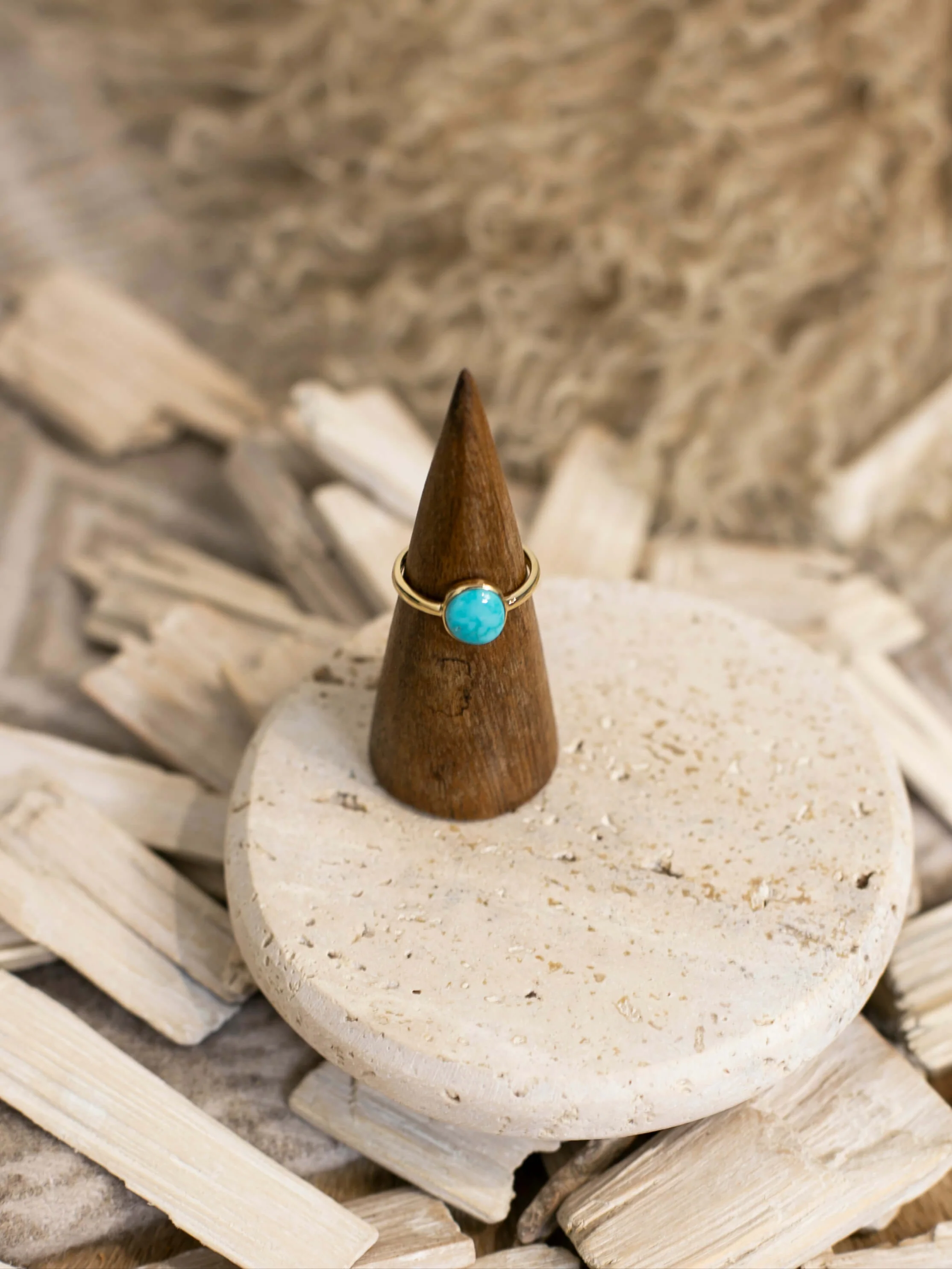 The London 14k and Turquoise Ring 5, Sz 8 - Image 2