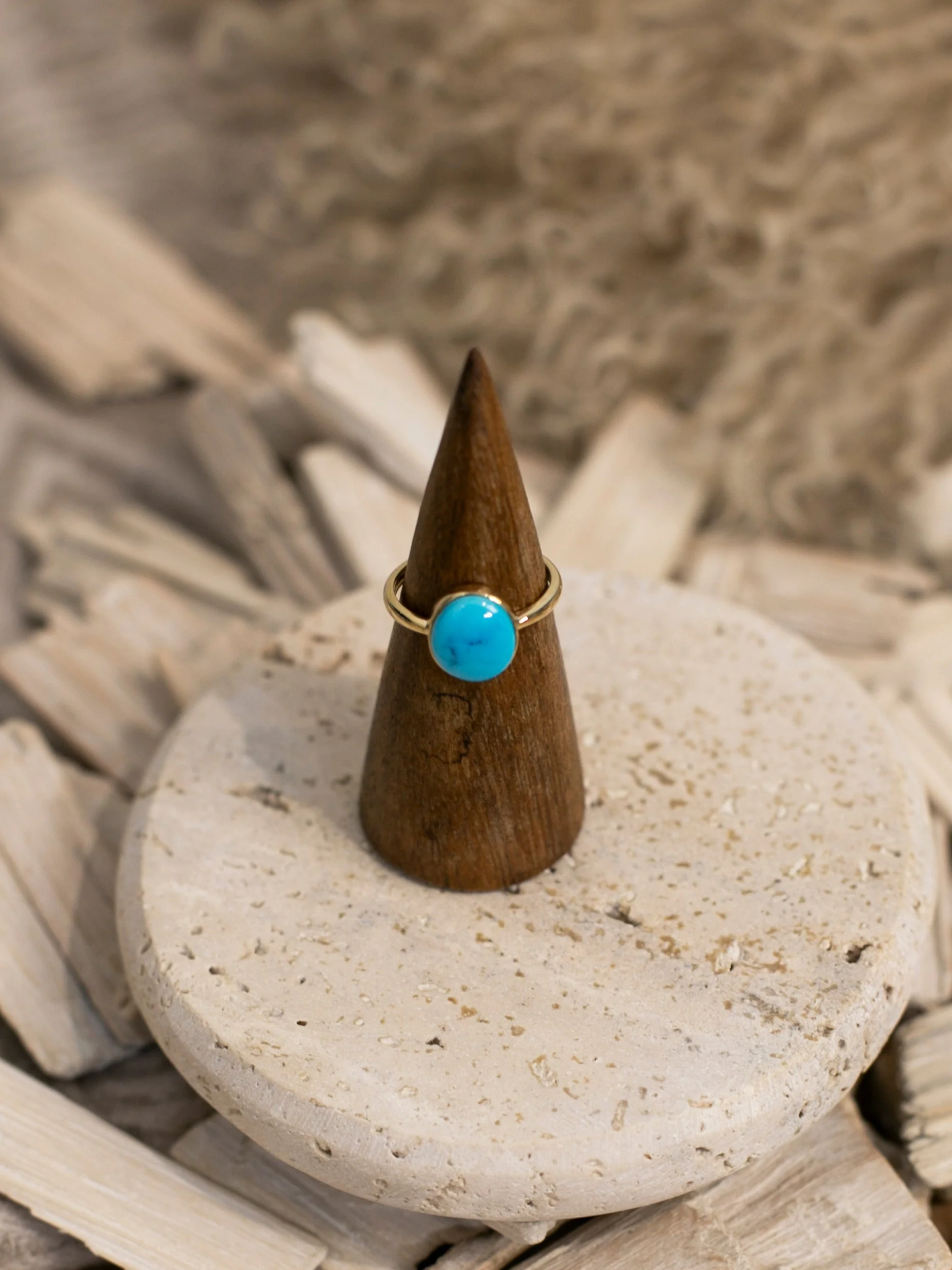 The Marseille 14k and Turquoise Ring 1, Sz 8 - Image 2