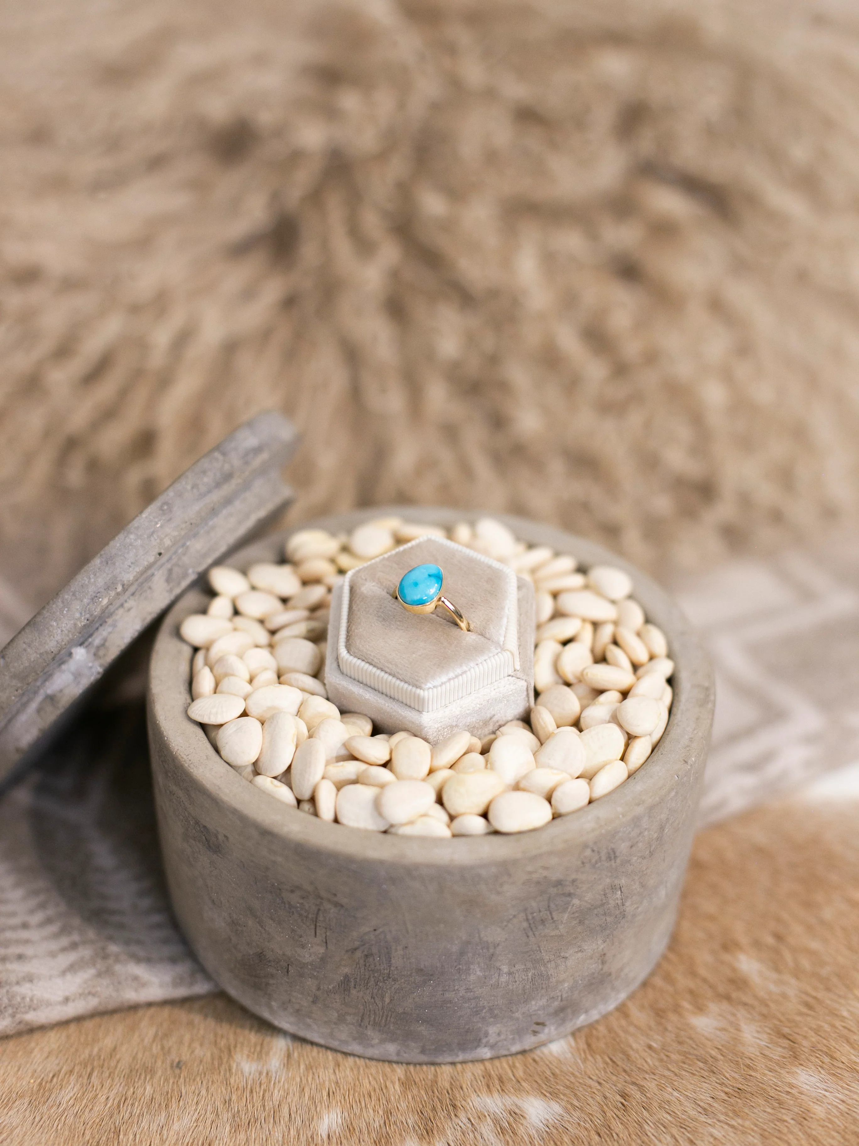 The Marseille 14k and Turquoise Ring 2, Sz 6 - Image 5