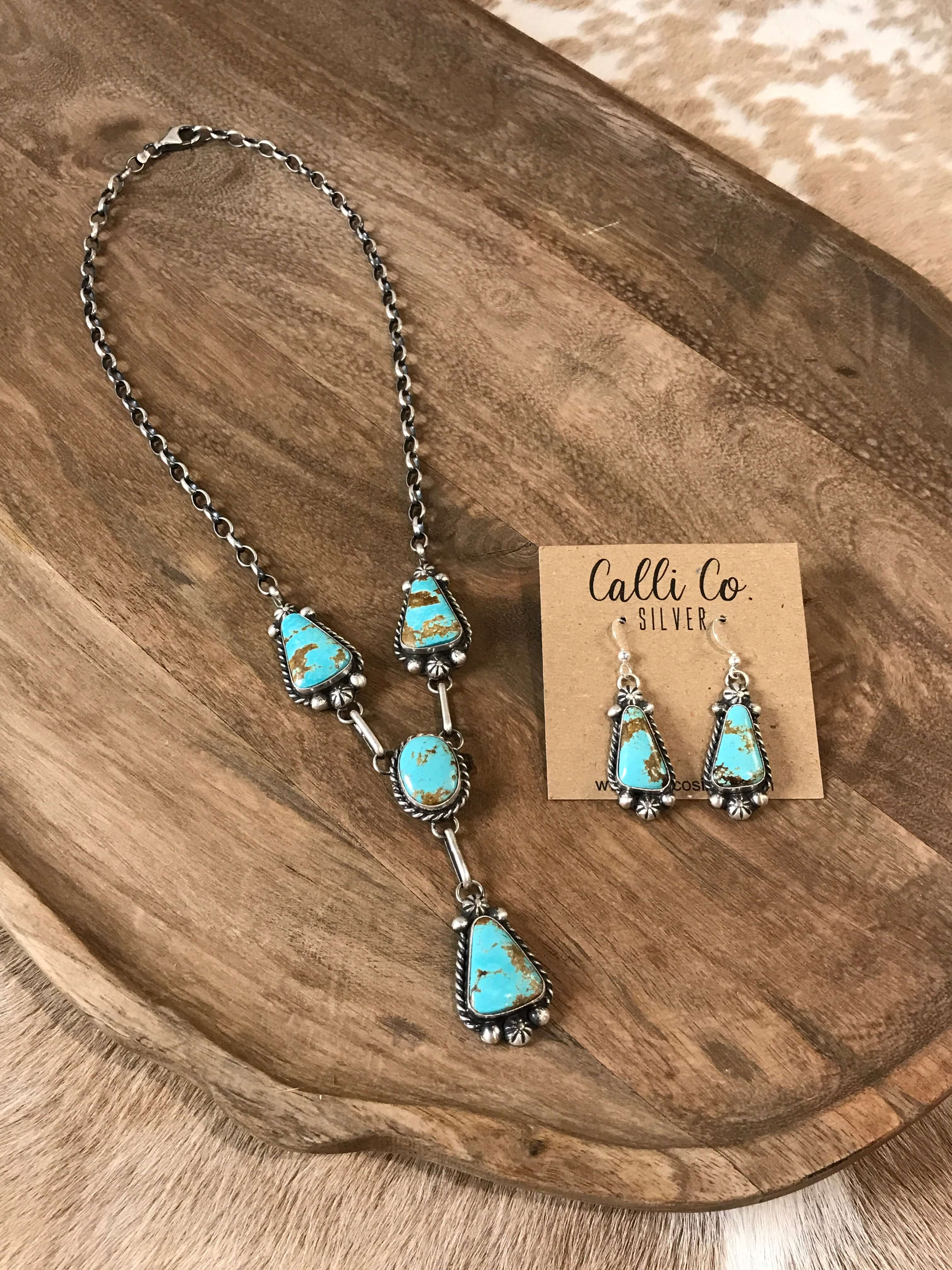 The Mills Turquoise Lariat Necklace Set