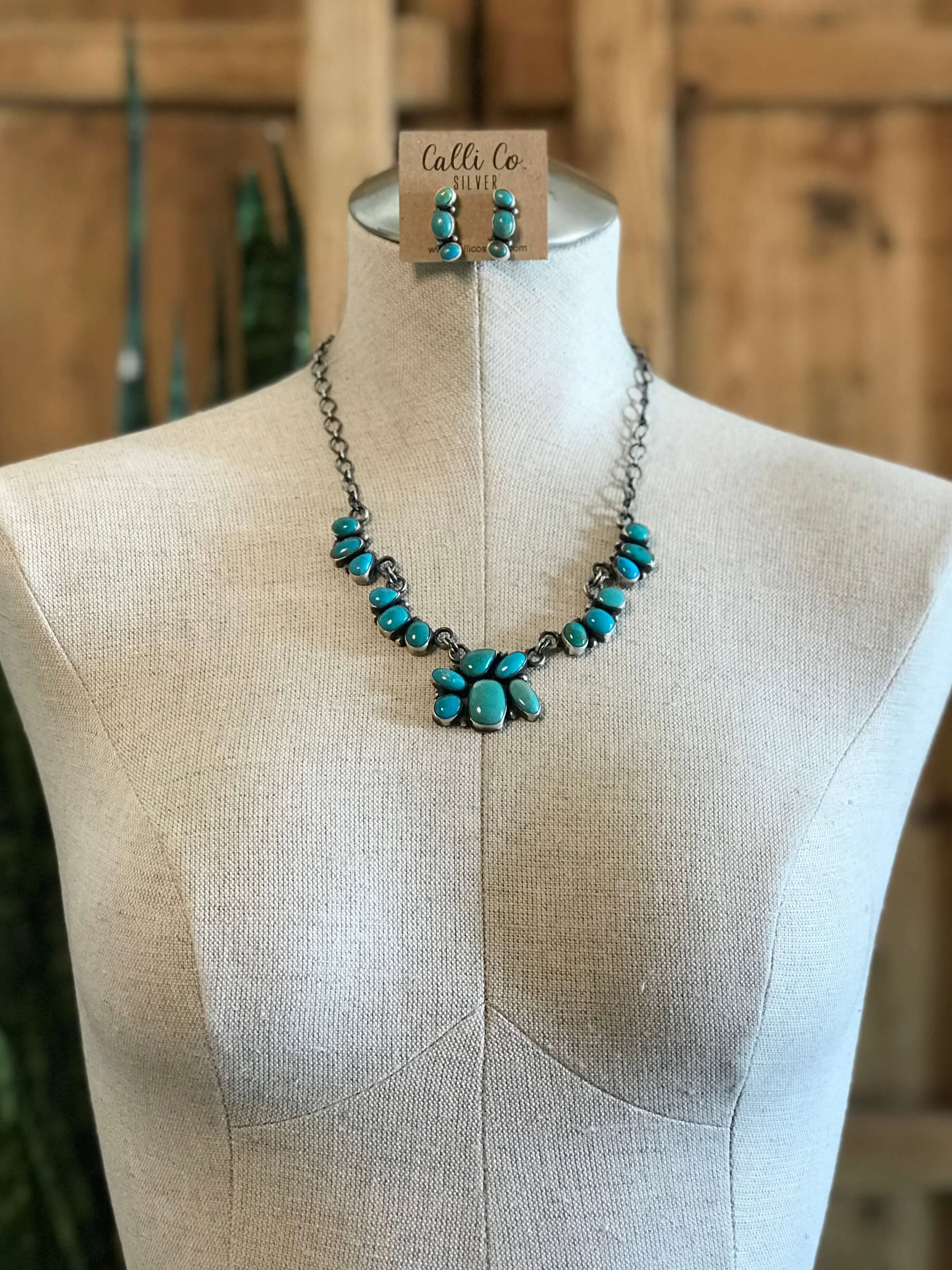 The Misty Turquoise Statement Necklace Set - Image 2