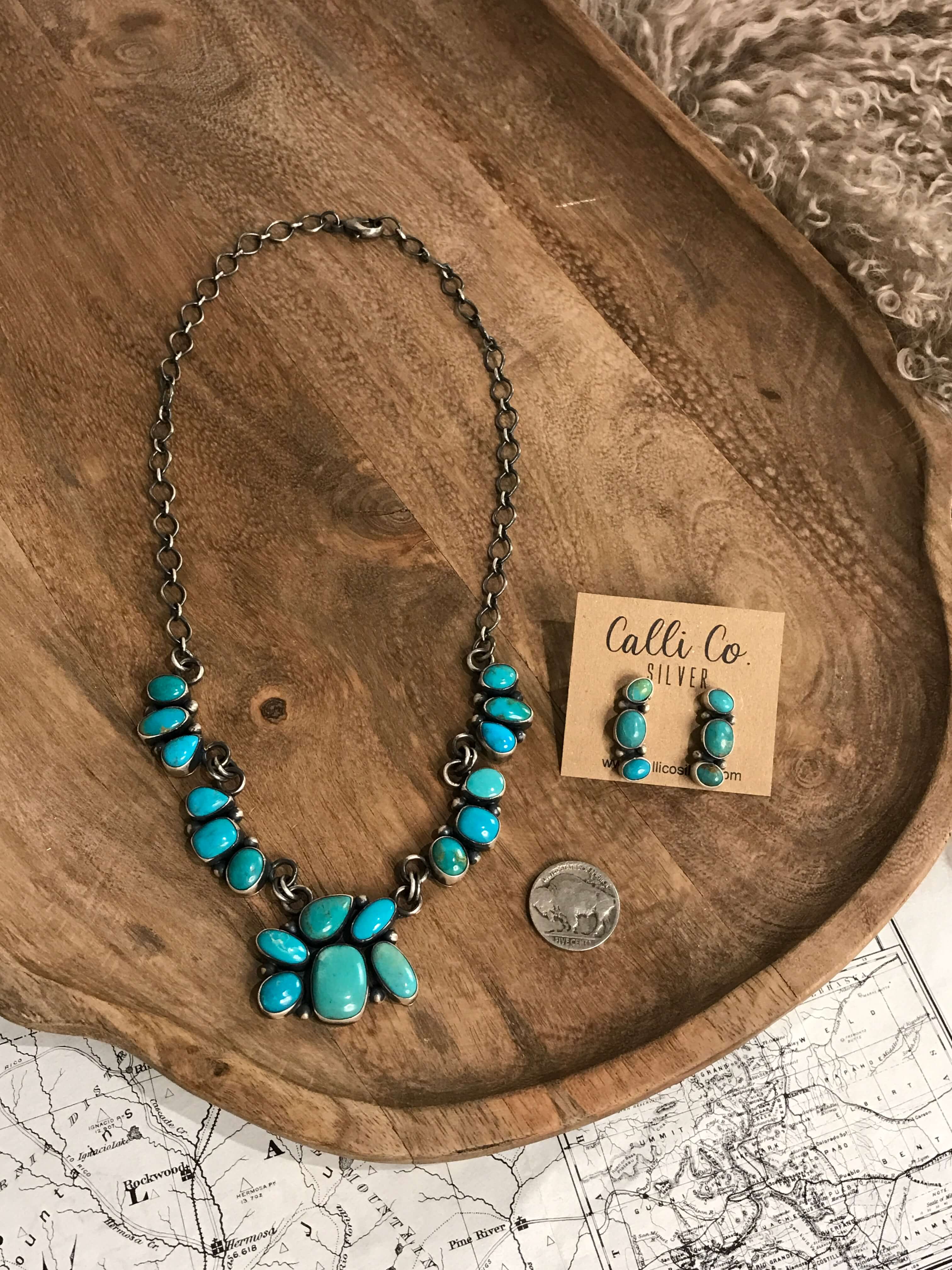 The Misty Turquoise Statement Necklace Set - Image 3