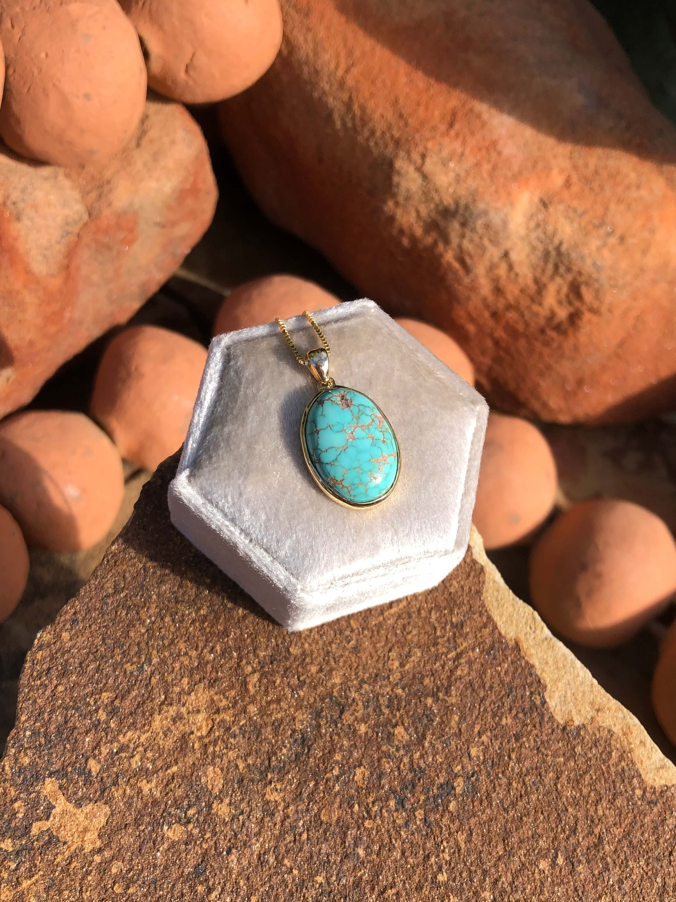 The Nordic 14k and Turquoise Pendant, 10