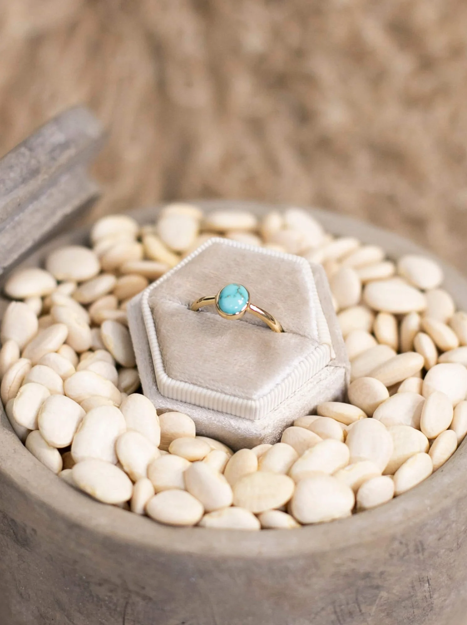 The Paris 14k and Turquoise Ring 1, Sz 8