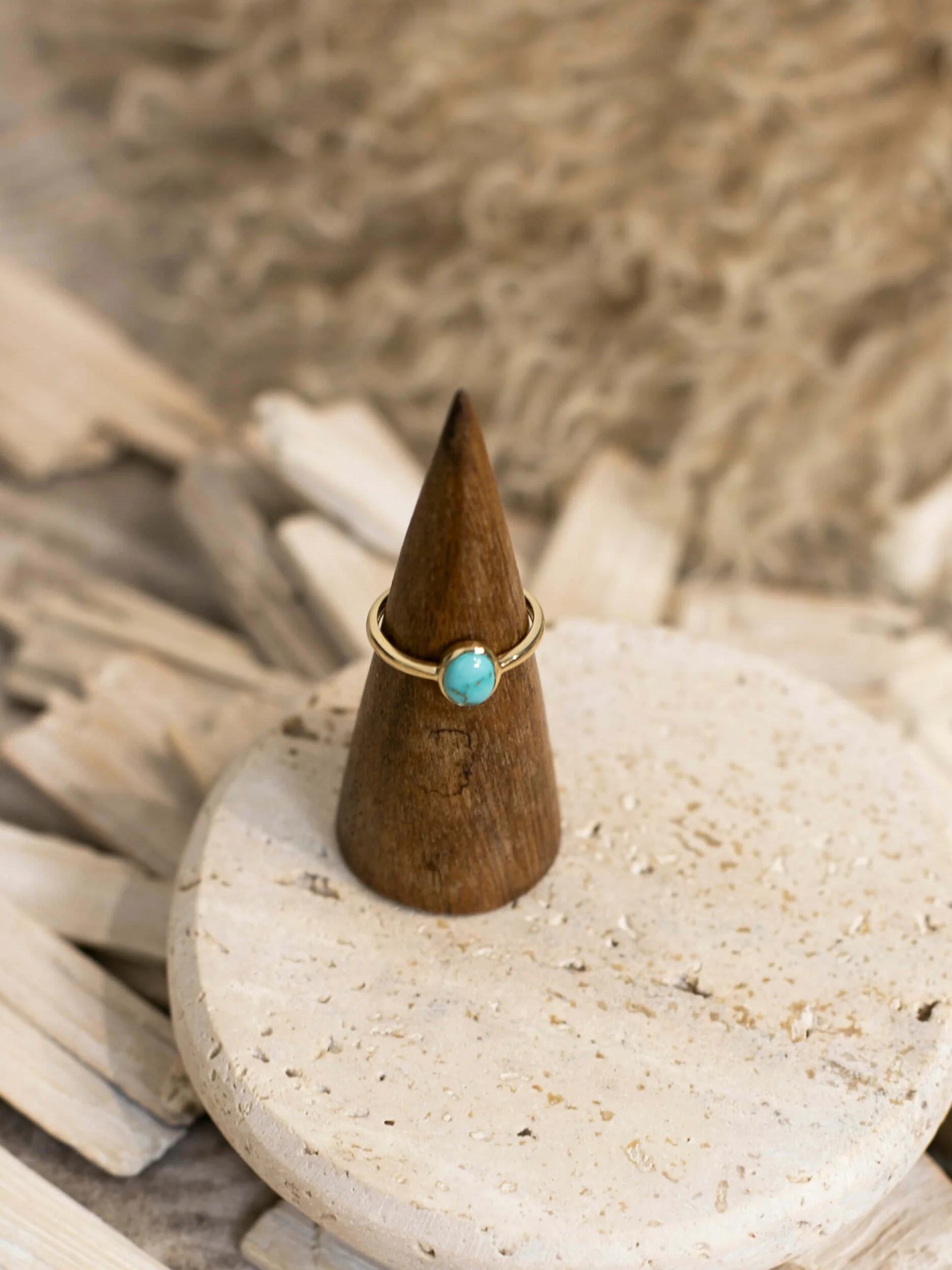 The Paris 14k and Turquoise Ring 1, Sz 8 - Image 2