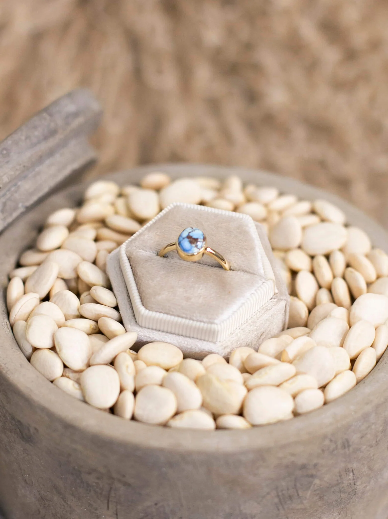 The Paris 14k and Turquoise Ring 14, Sz 7
