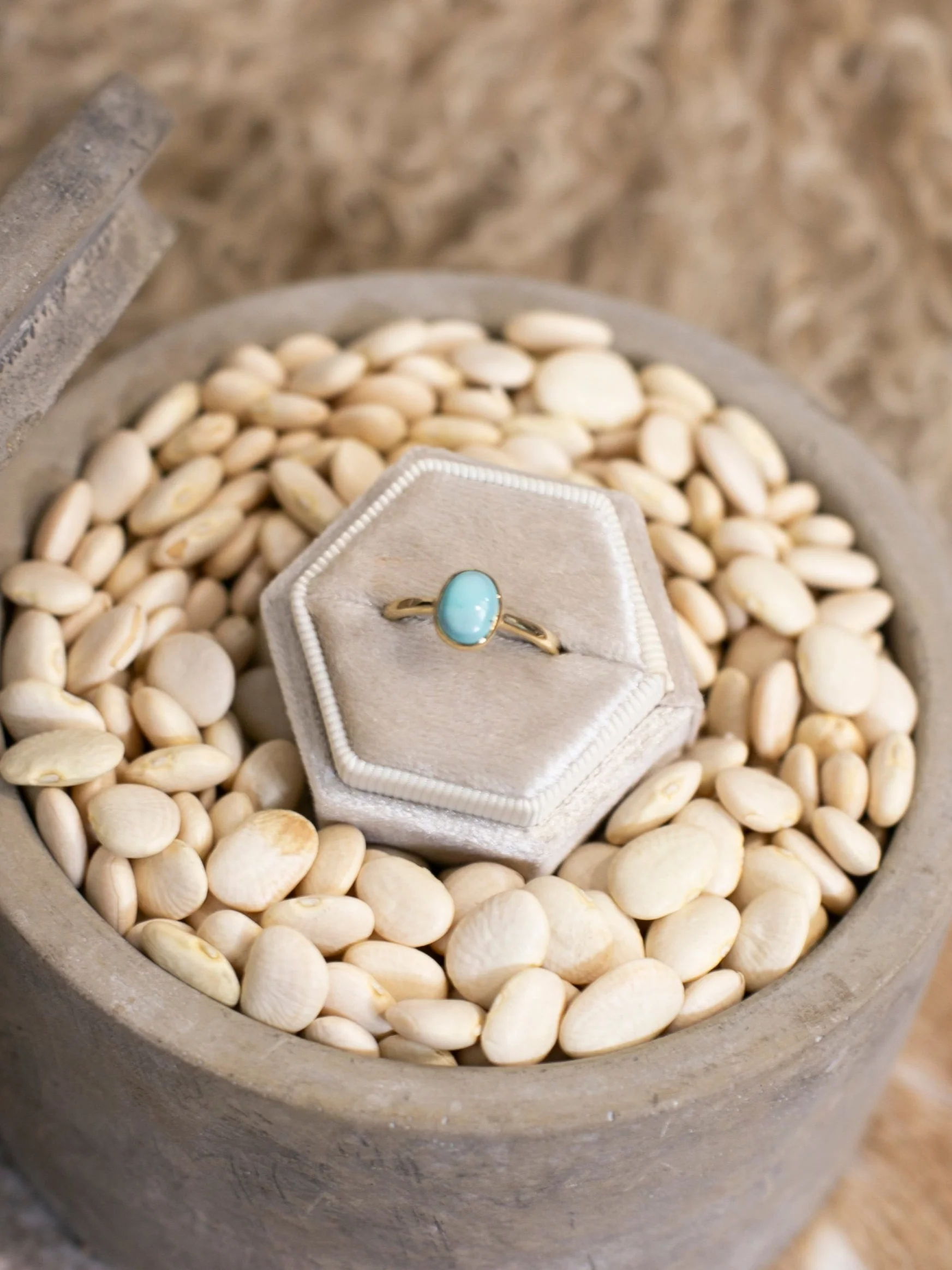 The Paris 14k and Turquoise Ring 18, Sz 7