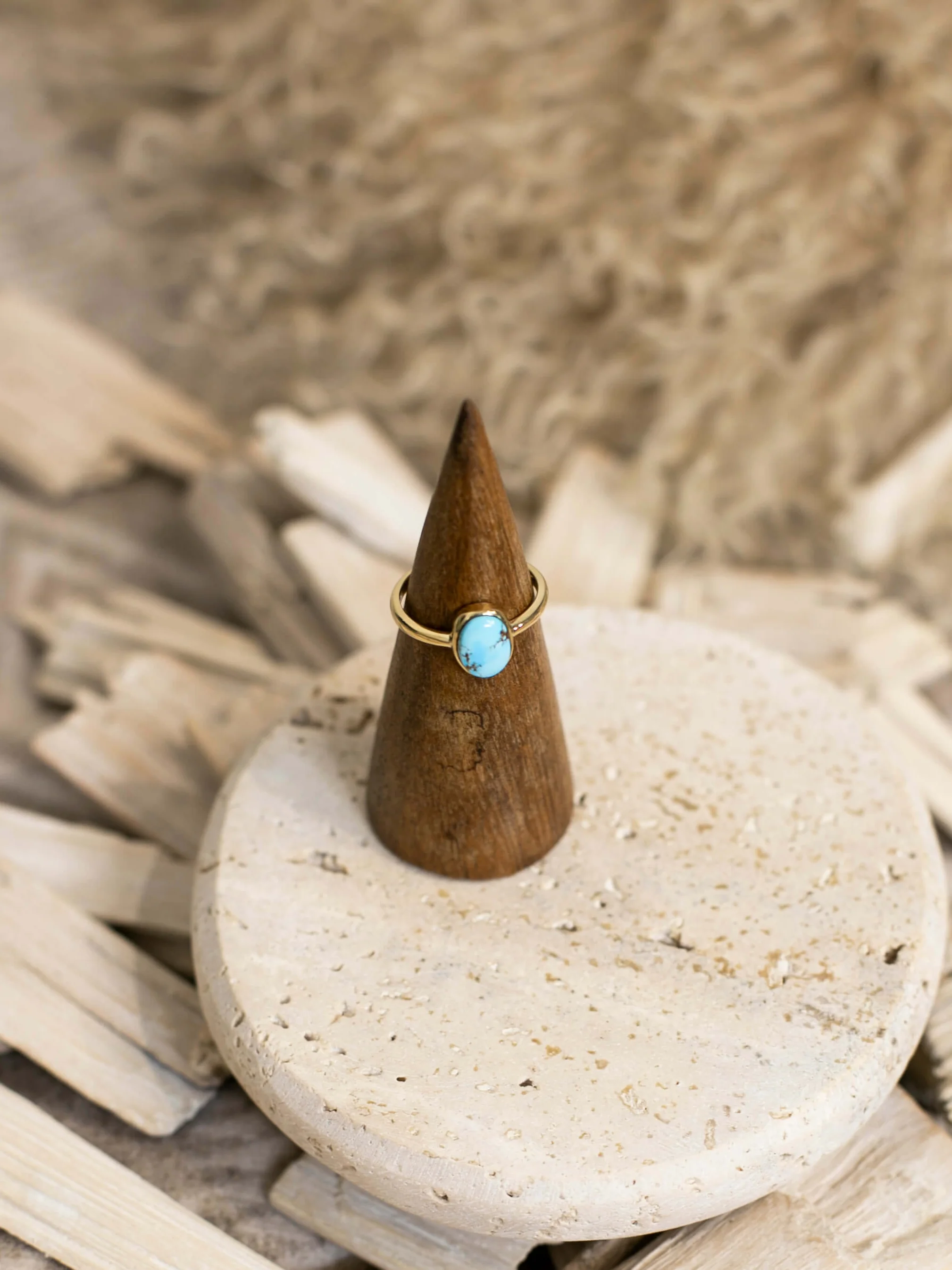 The Paris 14k and Turquoise Ring 2, Sz 7 - Image 2
