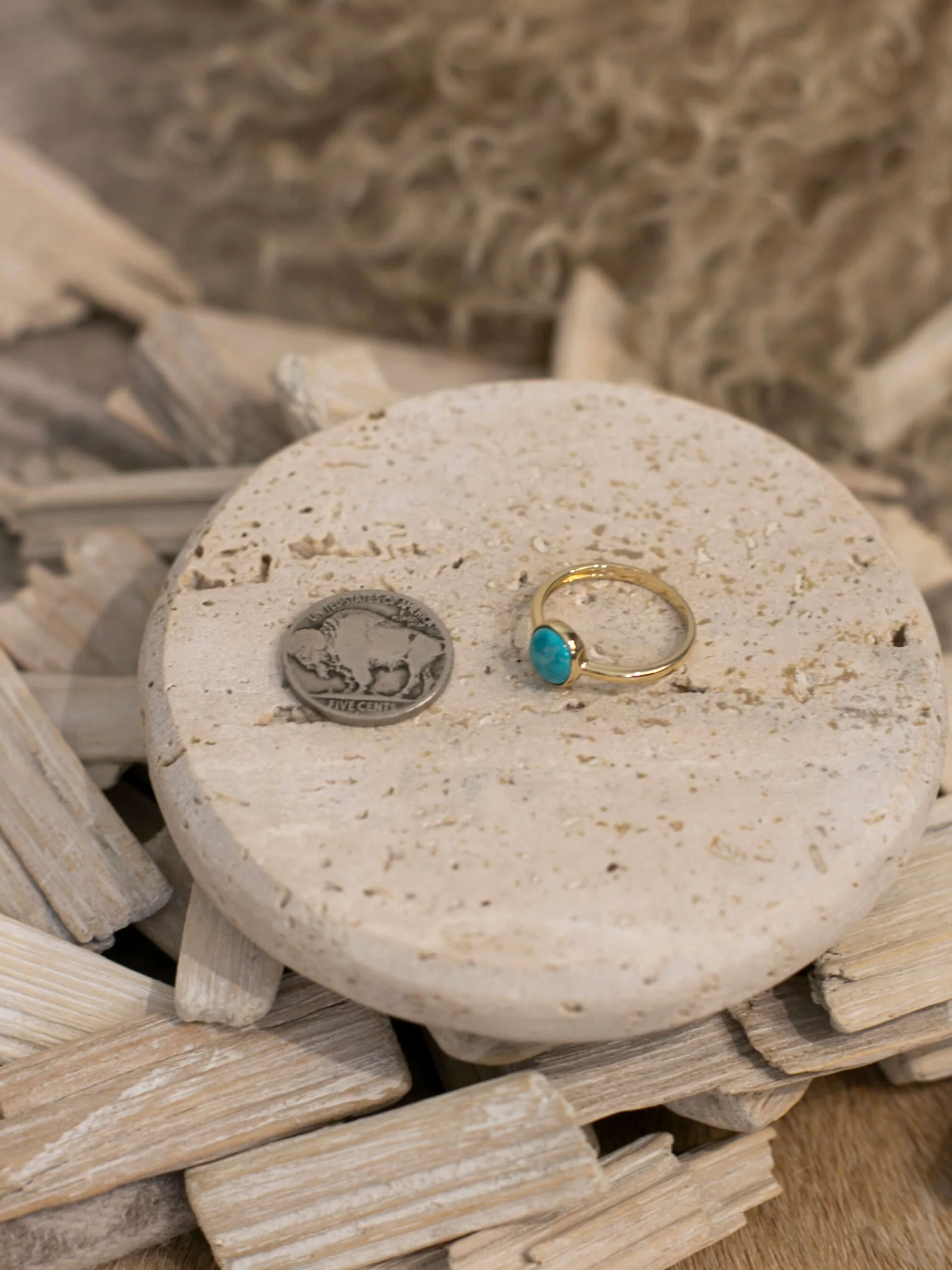 The Paris 14k and Turquoise Ring 4, Sz 8 - Image 2