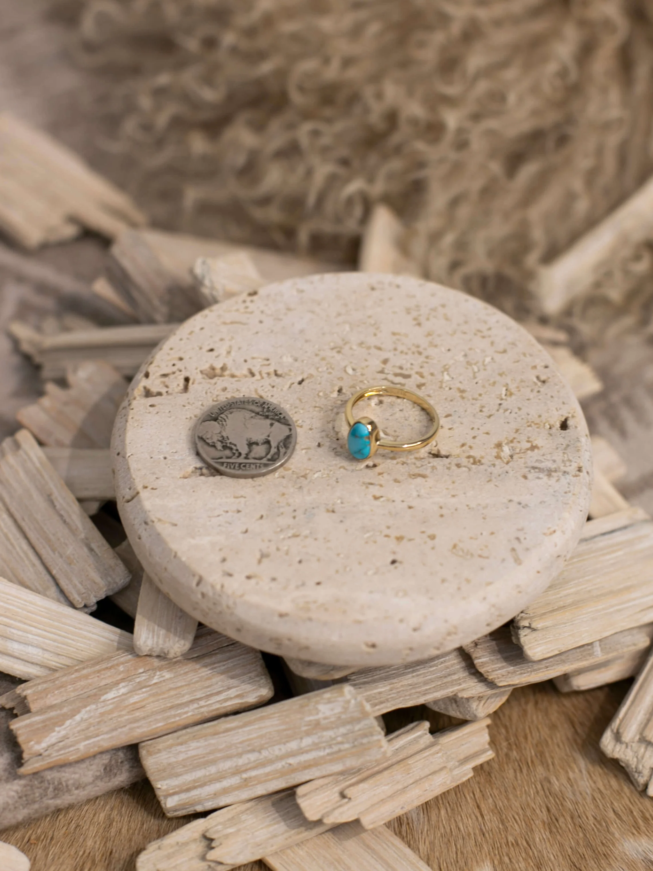 The Paris 14k and Turquoise Ring 5, Sz 7 - Image 2