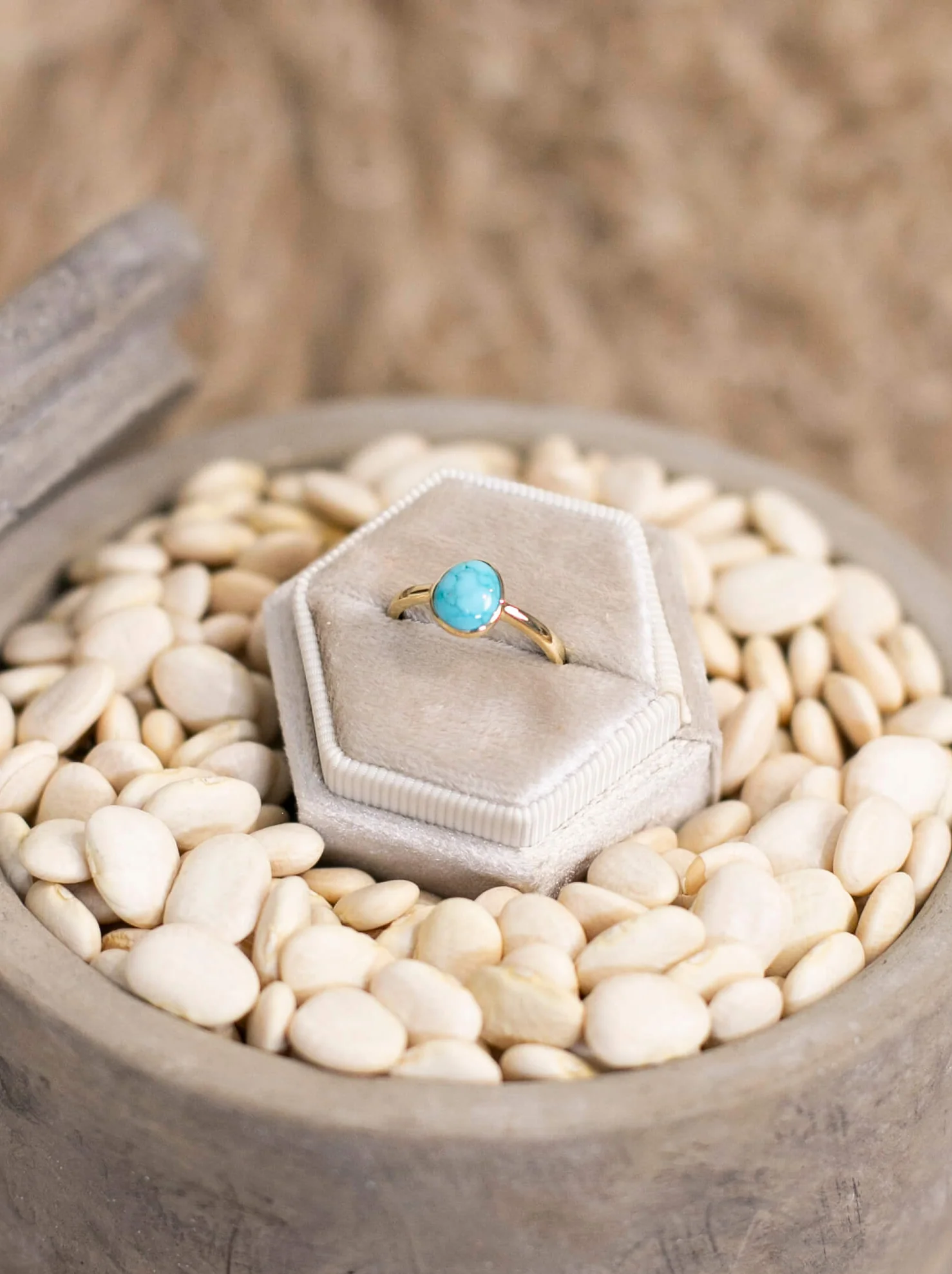 The Paris 14k and Turquoise Ring 6, Sz 6
