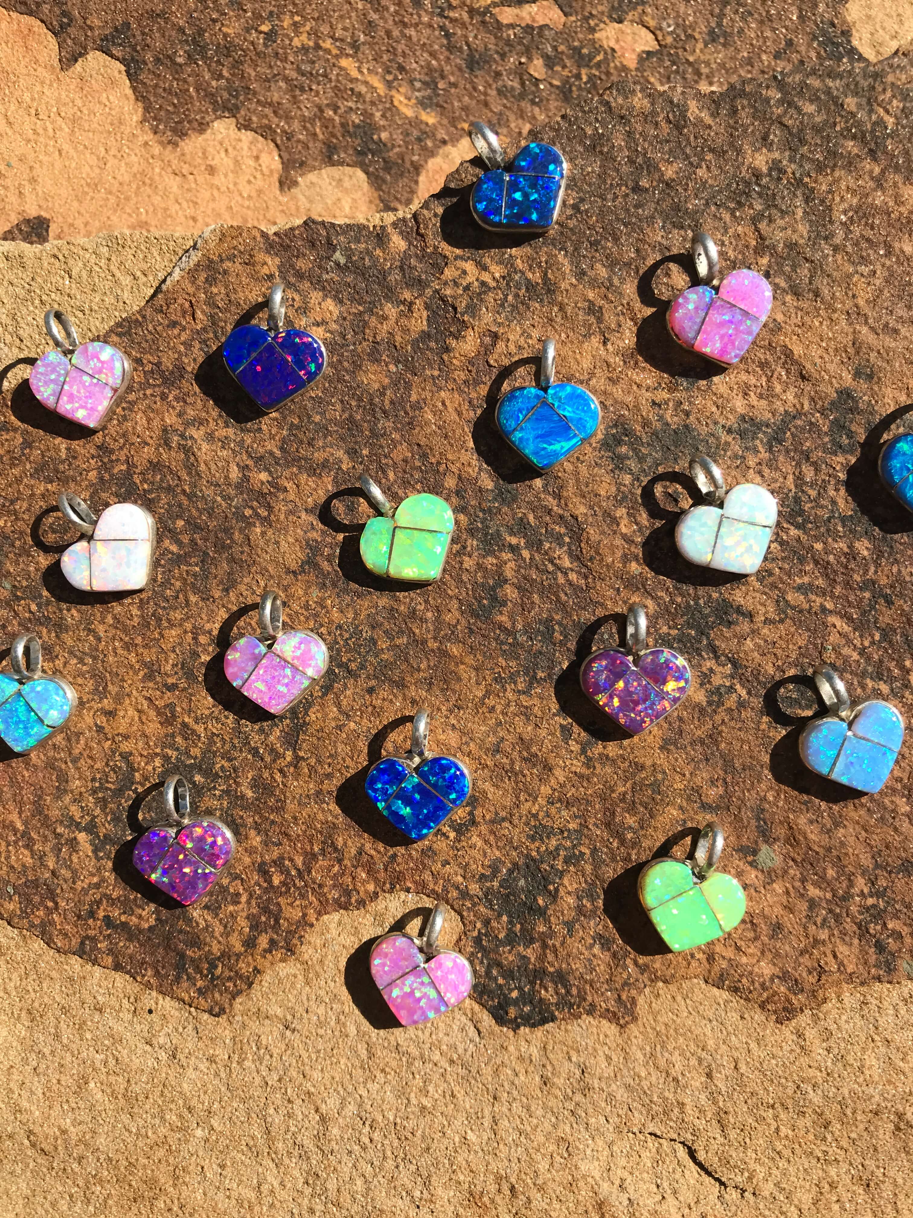 The Petite Opal Heart Pendants