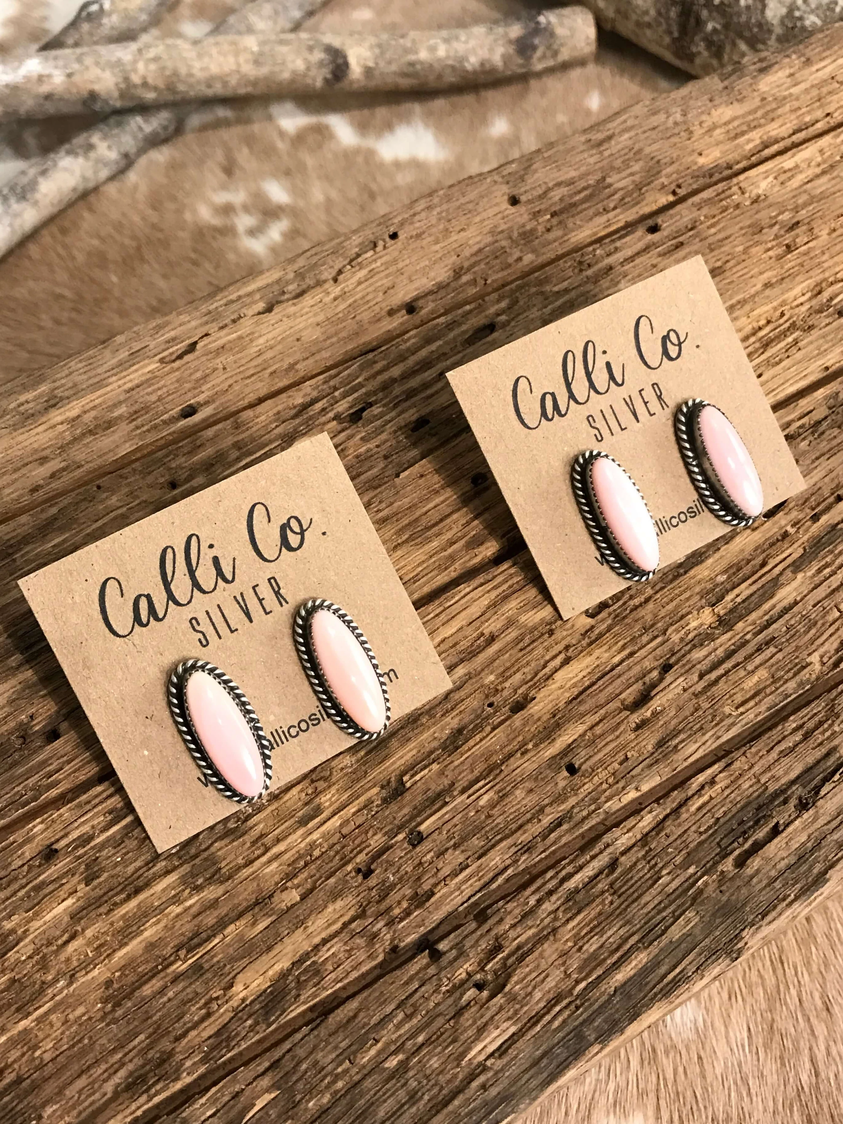 The Pink Conch Oval Studs