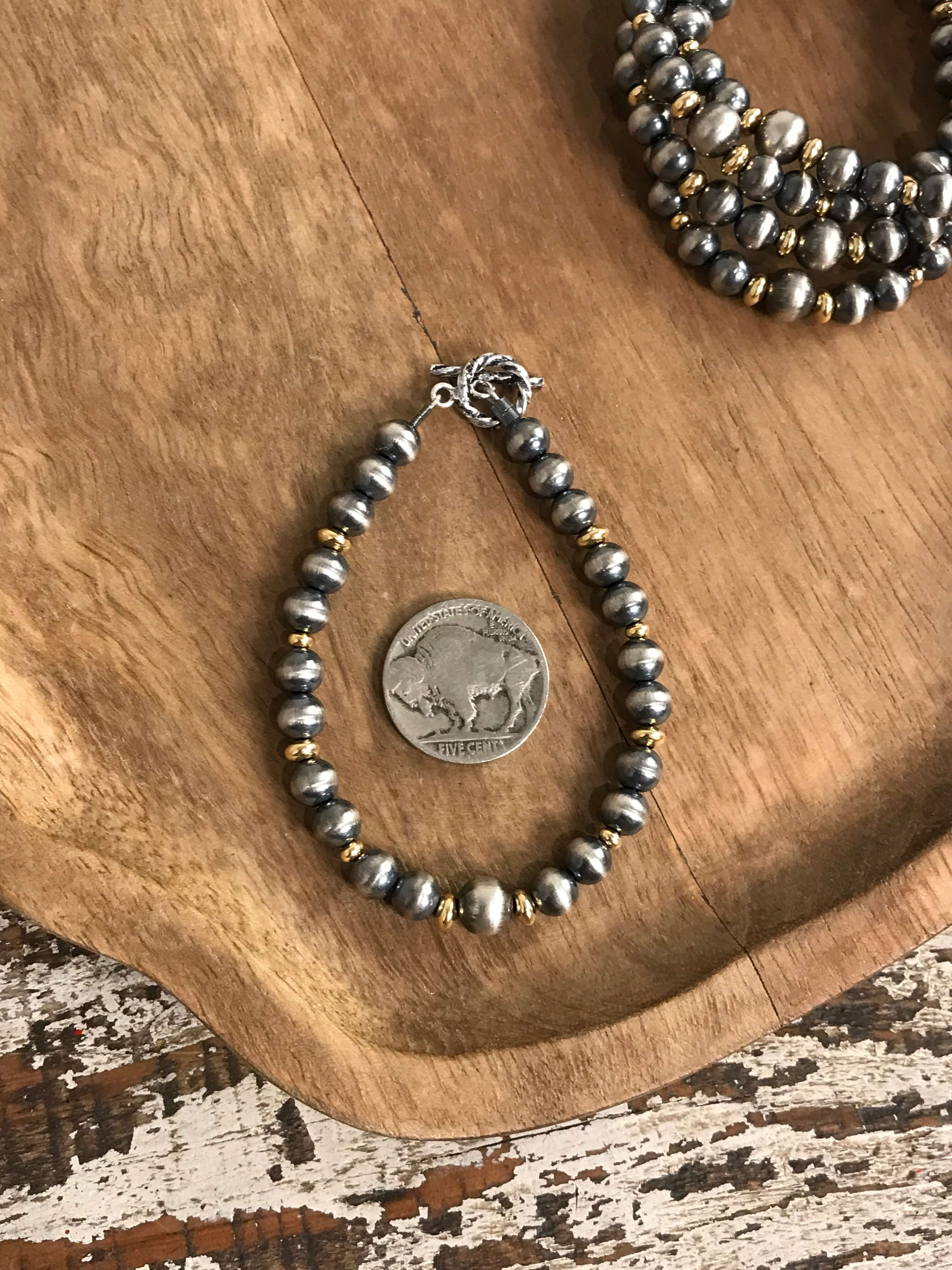 The Renner Gold + Pearl Bracelet - Image 2