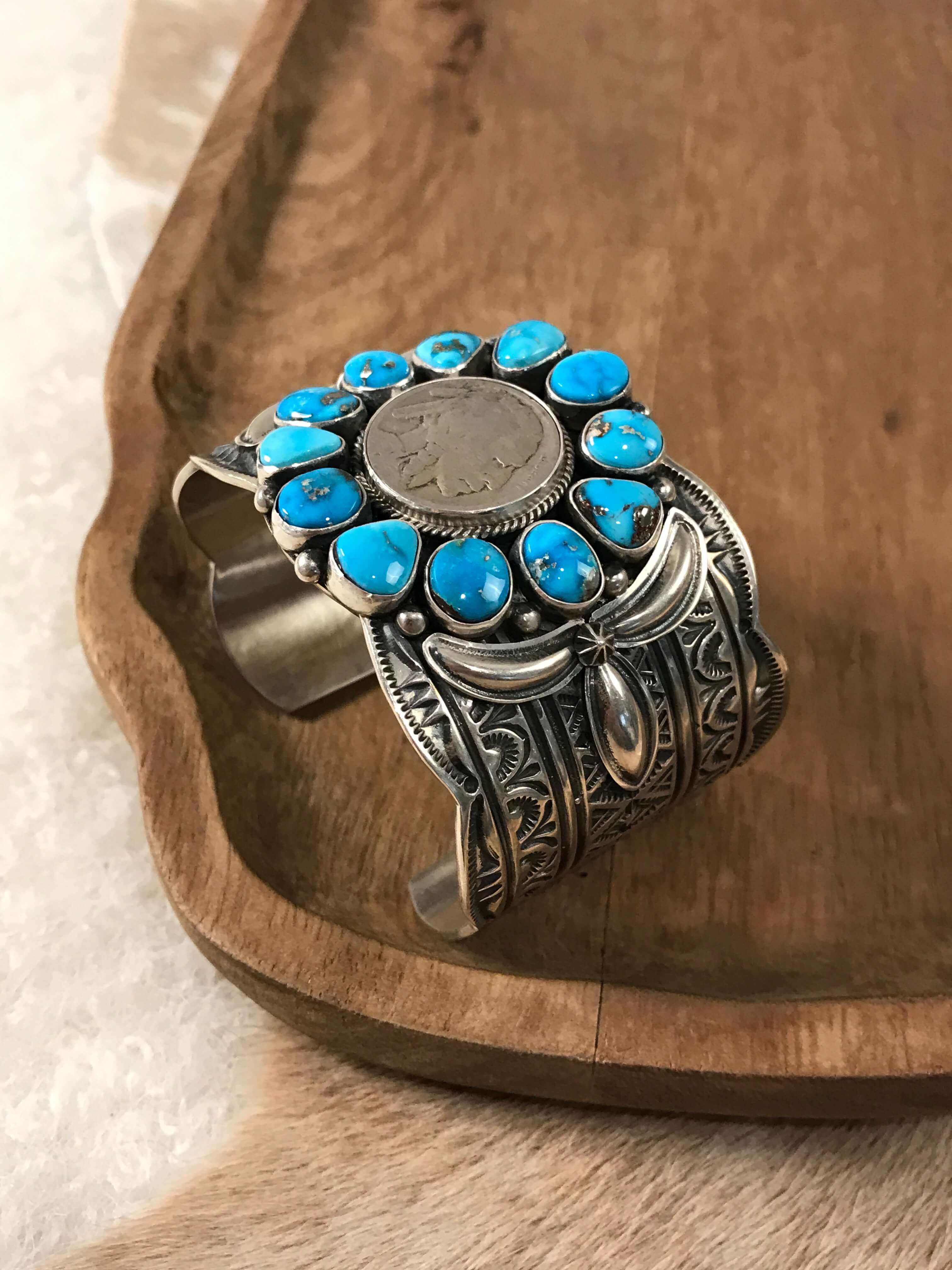 The Smith Rock Buffalo Nickel and Turquoise Cuff - Image 2