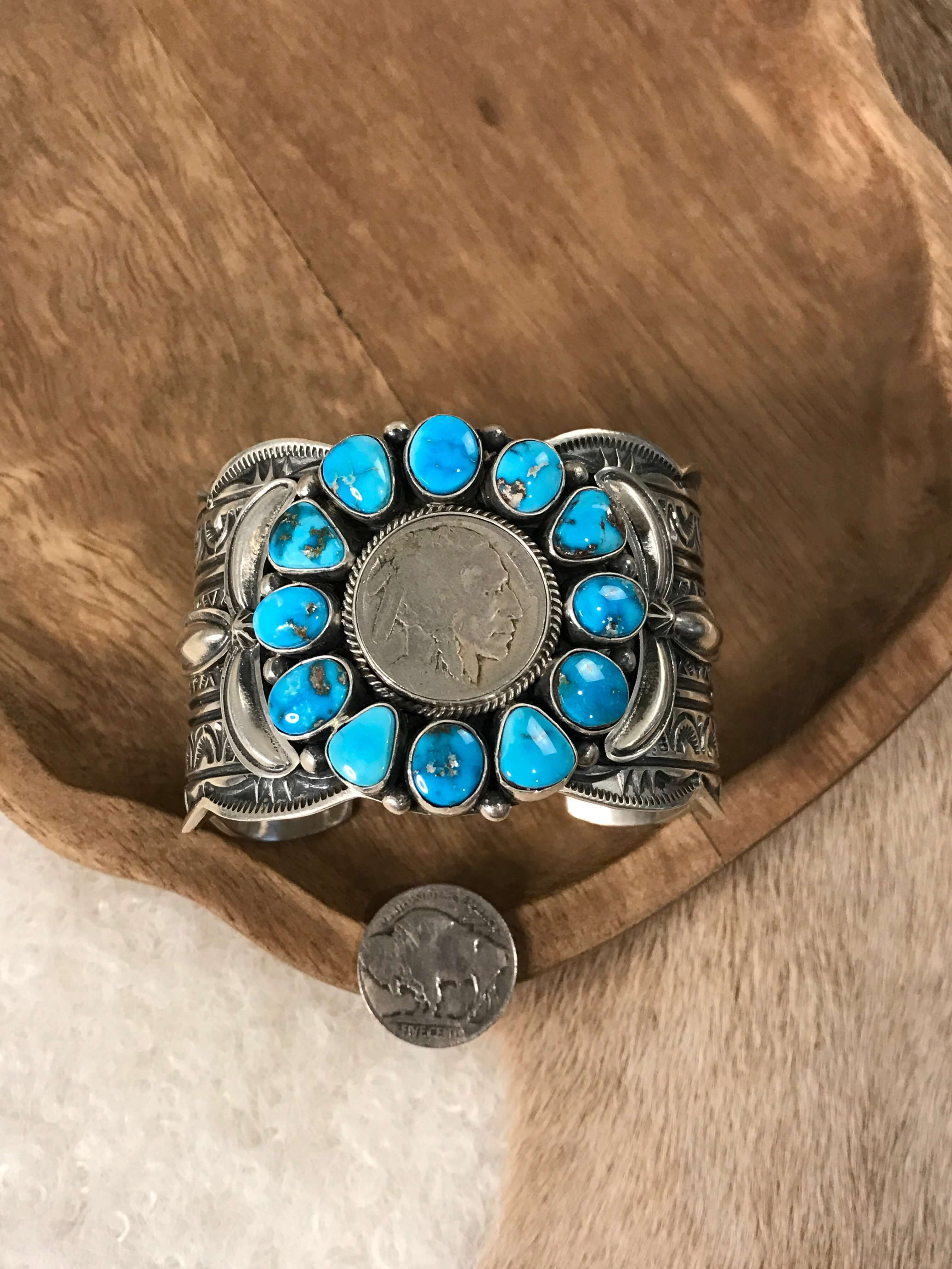The Smith Rock Buffalo Nickel and Turquoise Cuff - Image 3