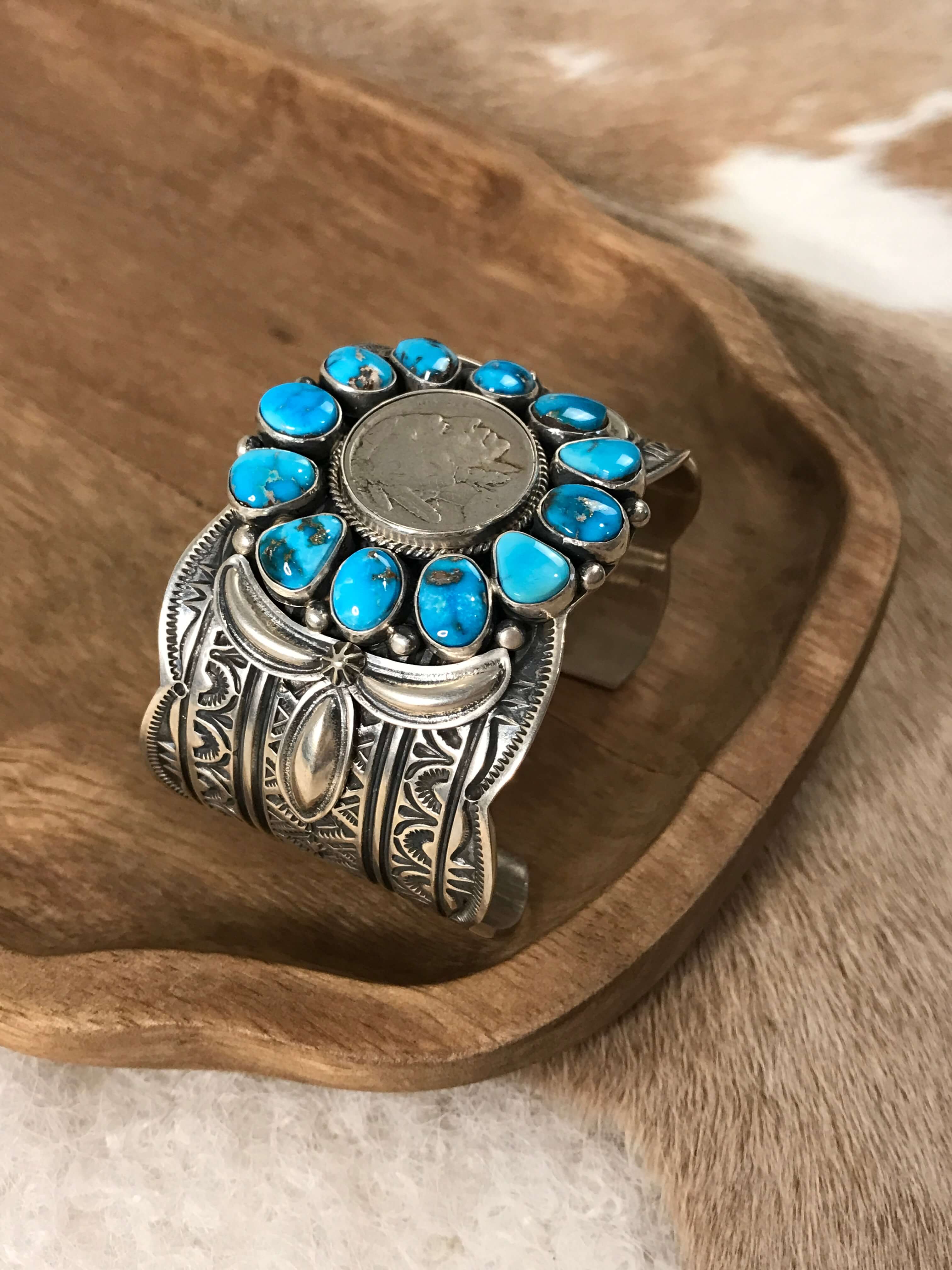 The Smith Rock Buffalo Nickel and Turquoise Cuff - Image 4