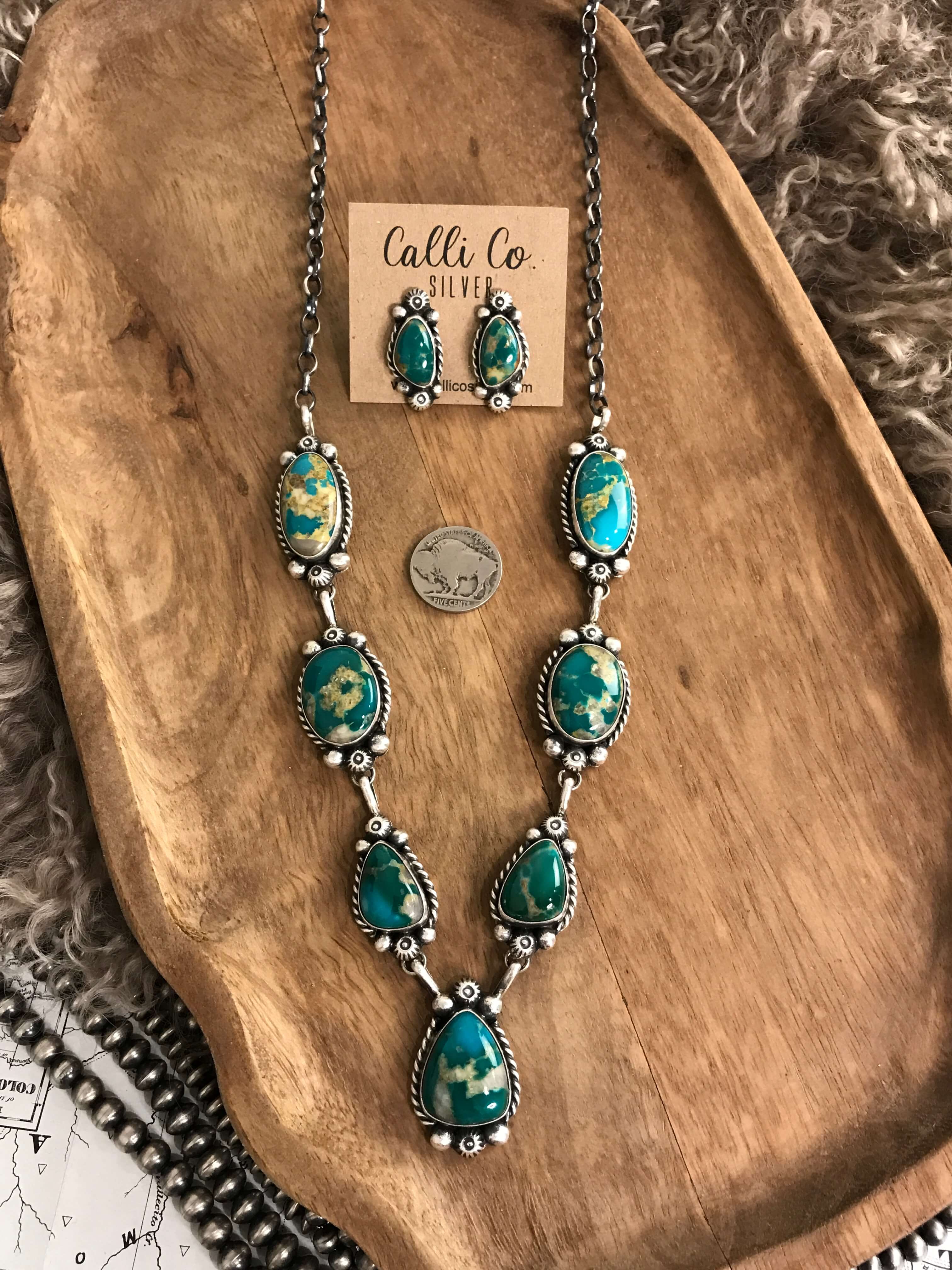 The Talula Turquoise Statement Necklace Set - Image 4