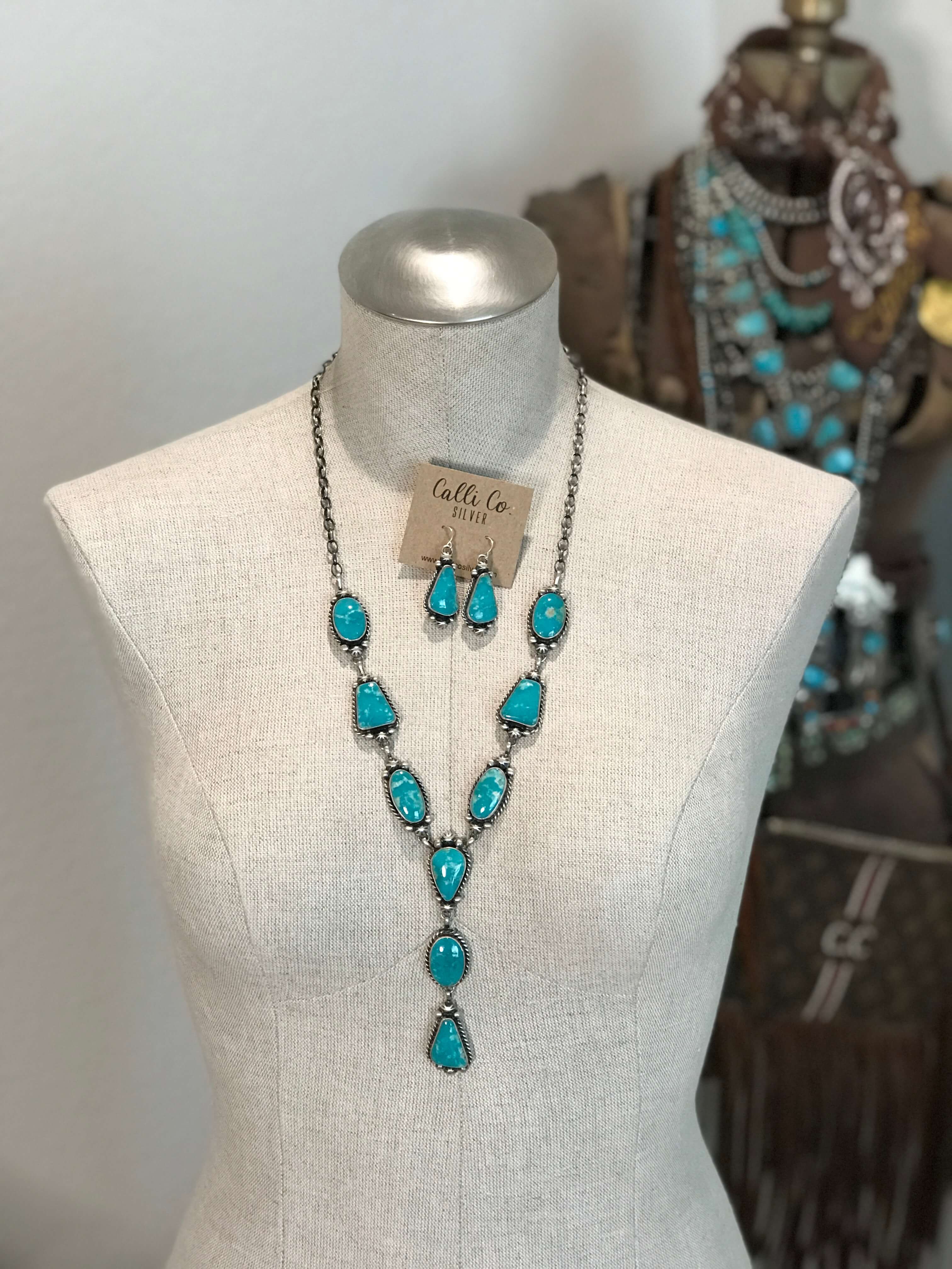 The Taos Turquoise Lariat Necklace Set - Image 6