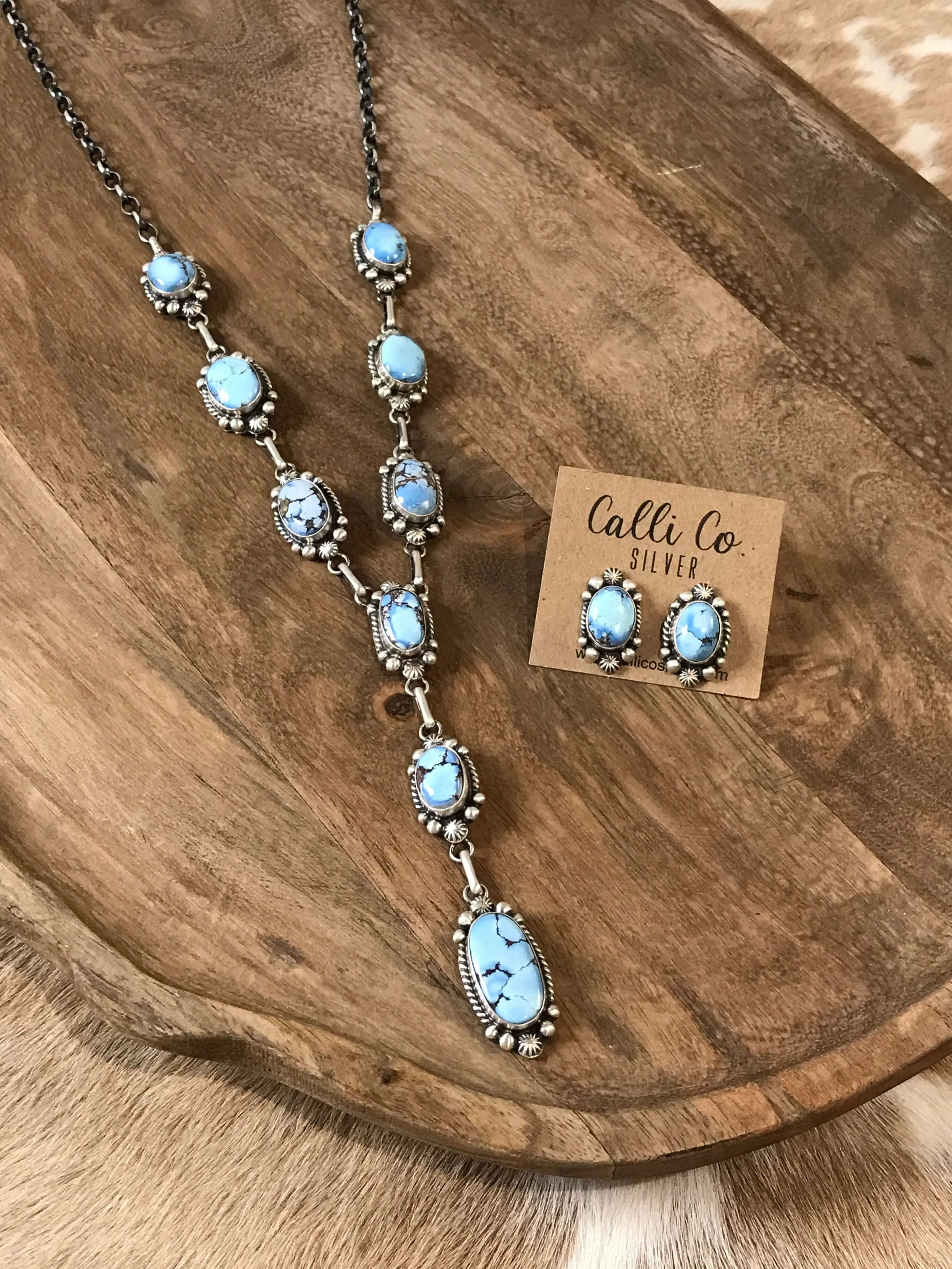 The Teca Turquoise Lariat Necklace Set
