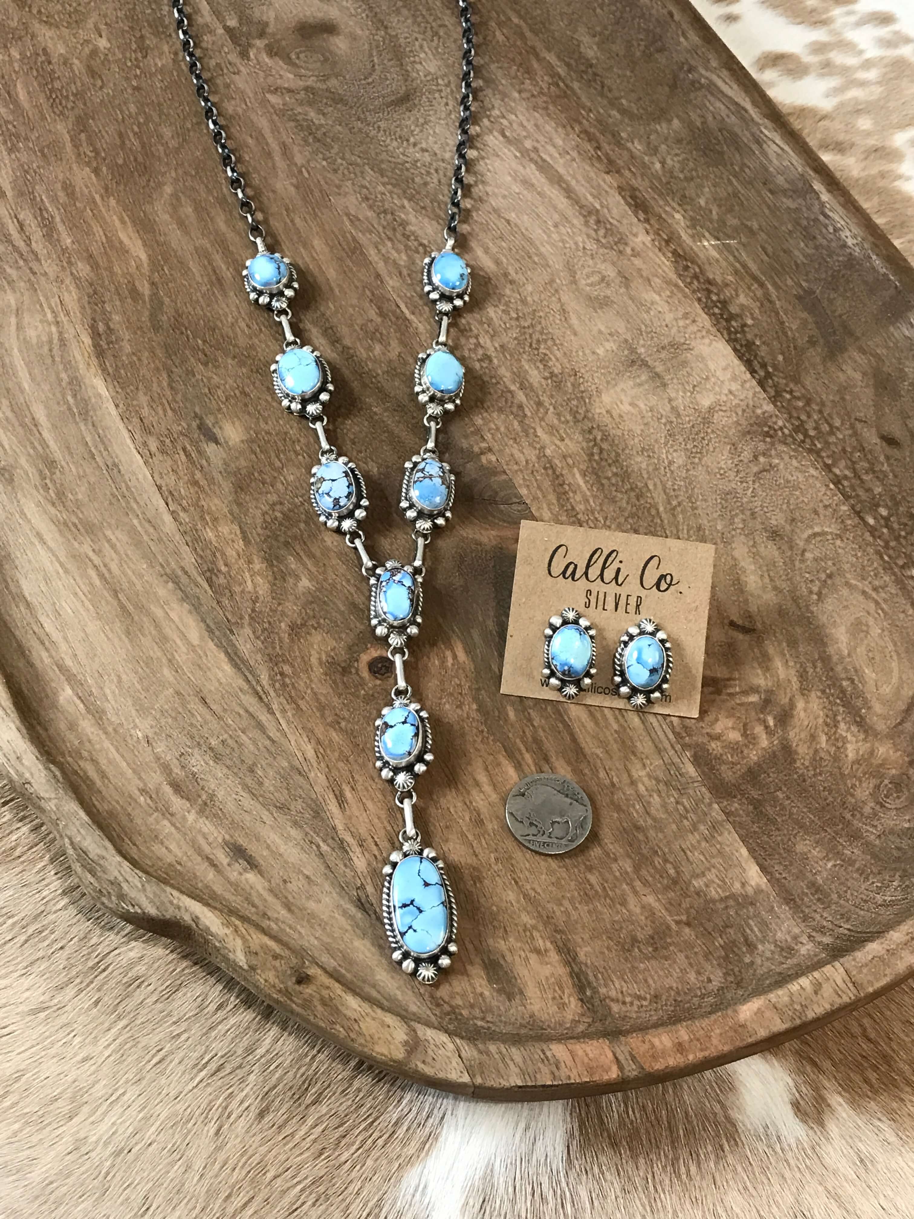 The Teca Turquoise Lariat Necklace Set - Image 4
