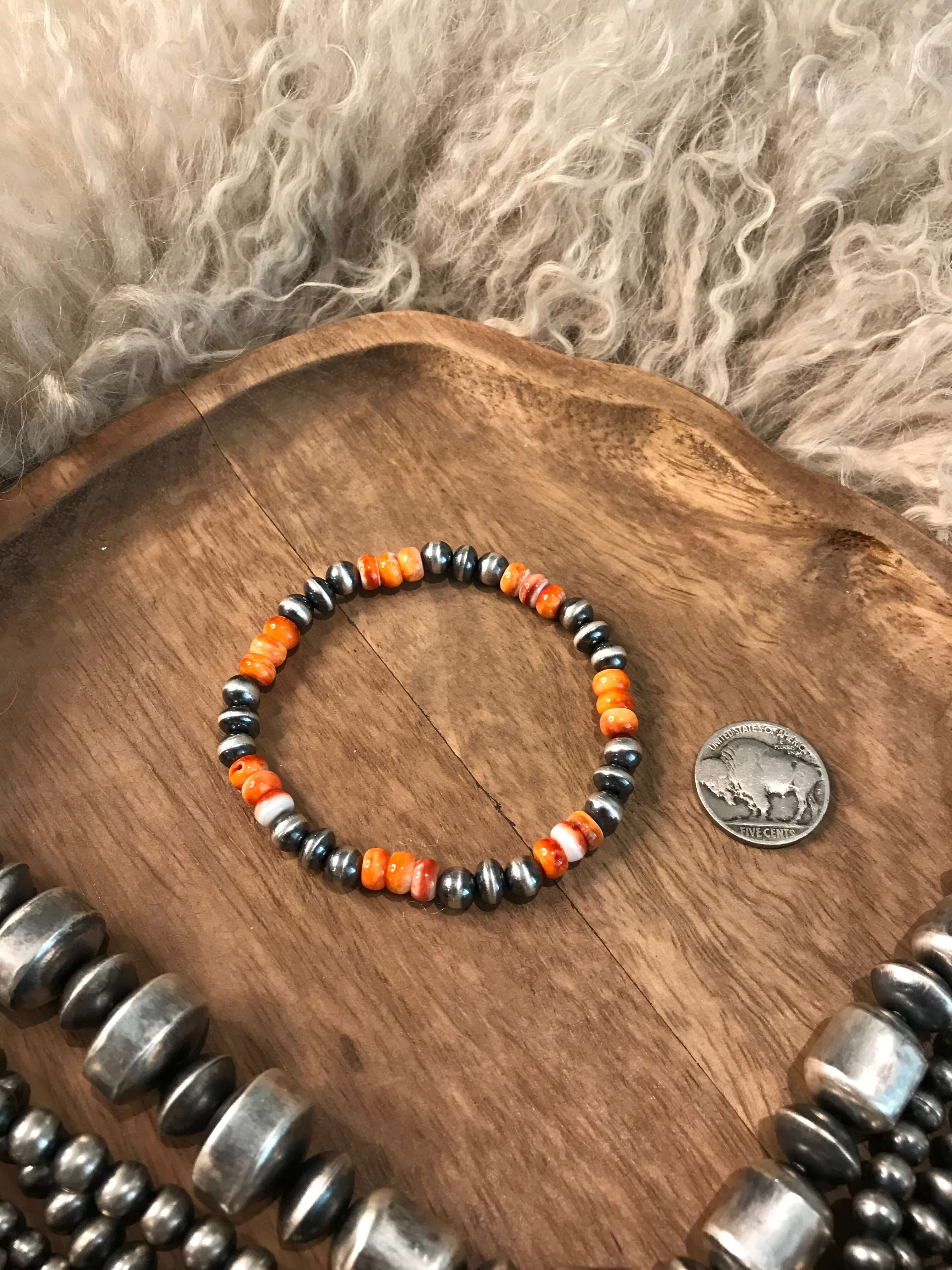 The Tenaha Orange Spiny Stretch Bracelet - Image 2