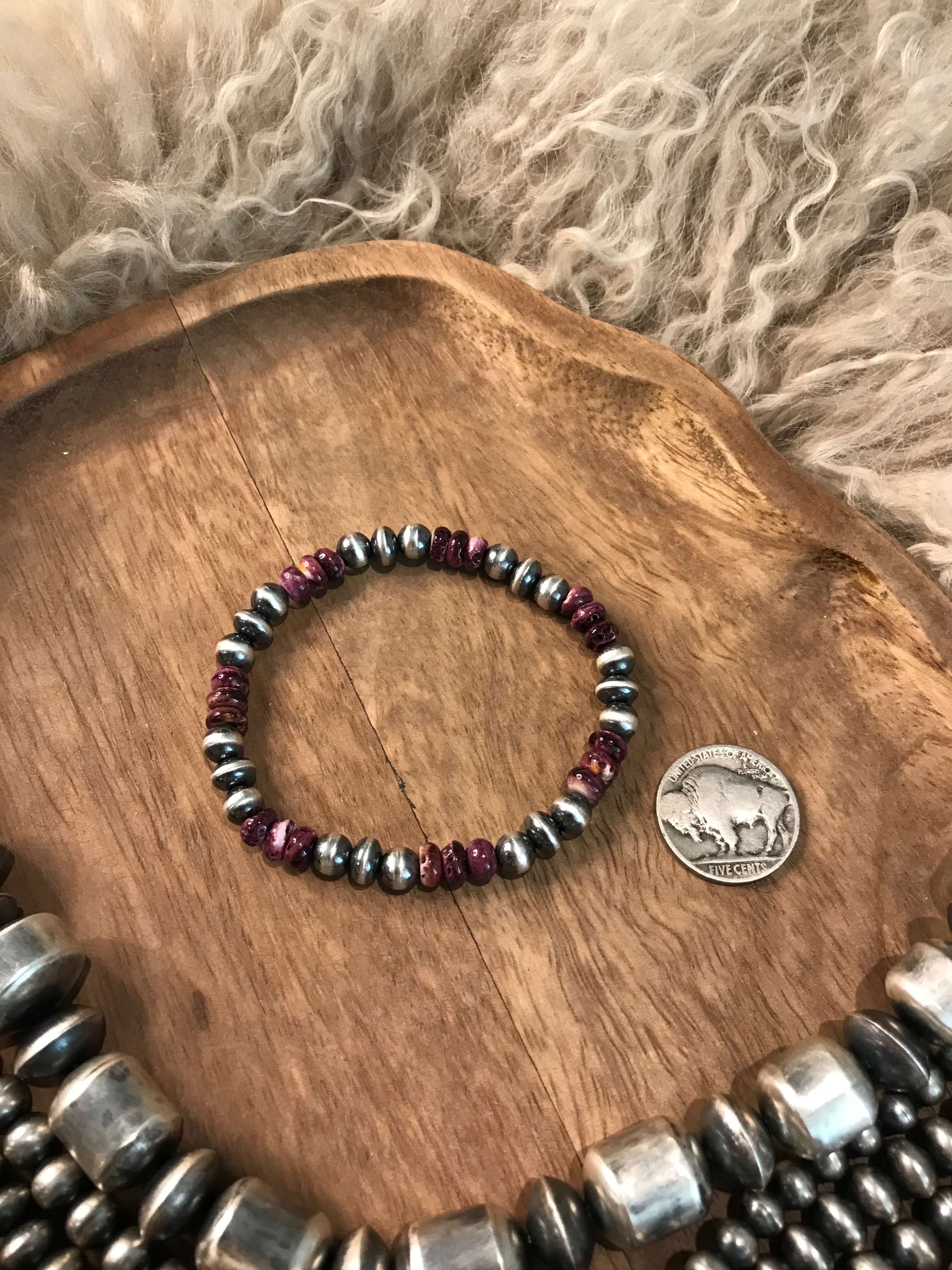 The Tenaha Stretch Bracelet in Purple Spiny - Image 2