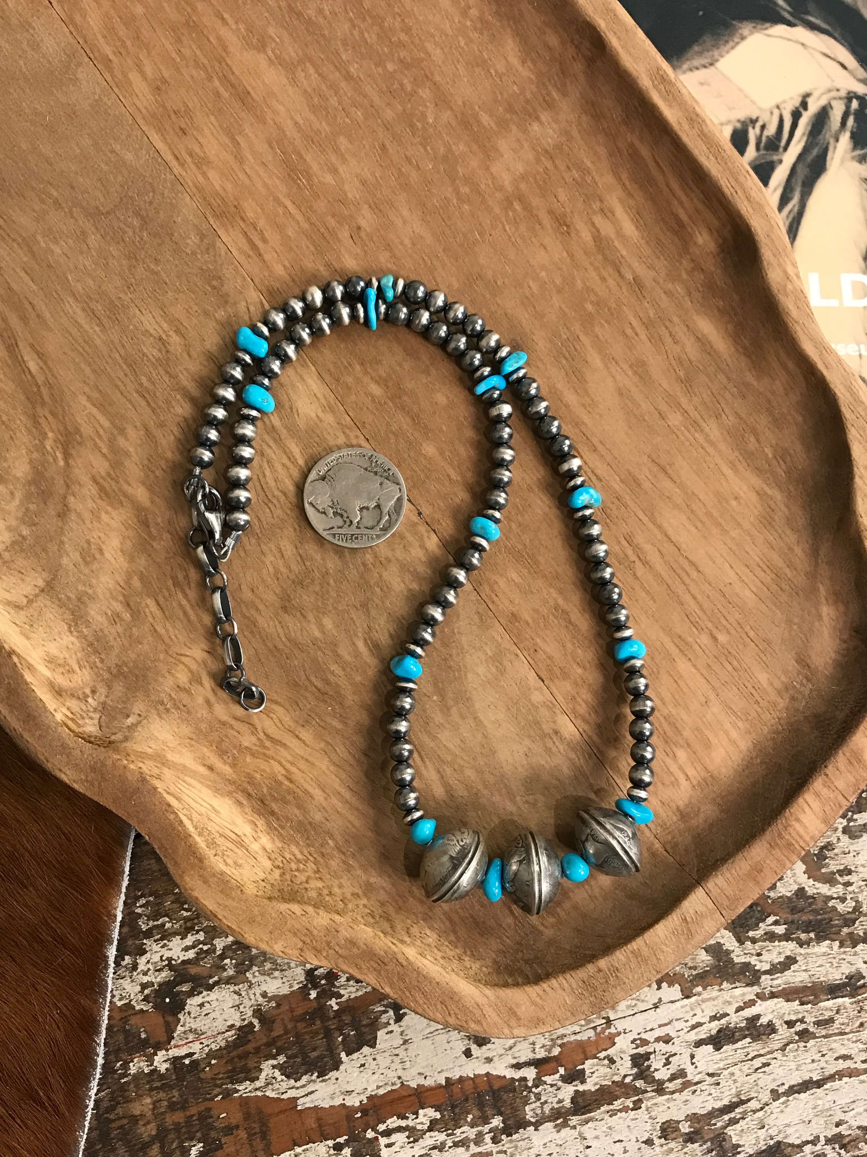 The Turquoise Nugget Dime Necklace - Image 3