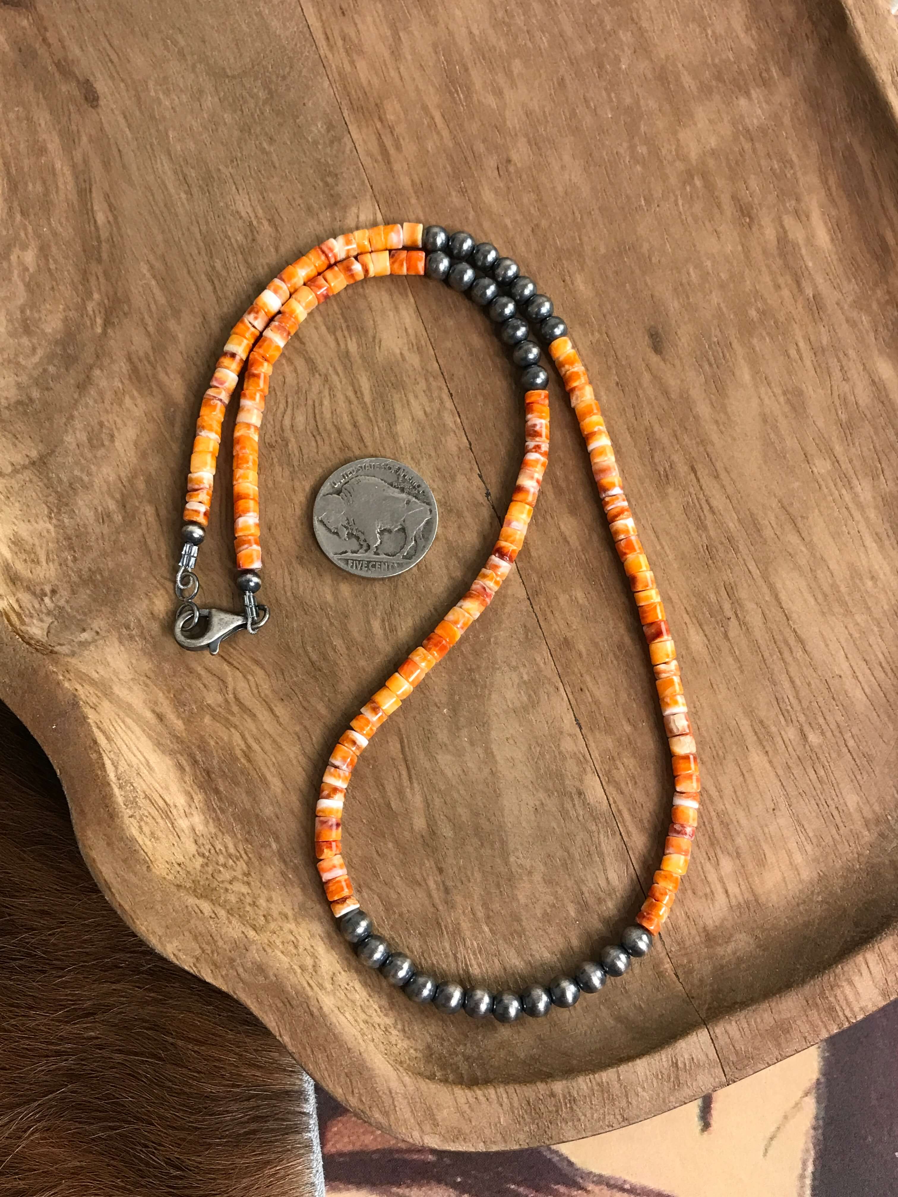 The Vananda Necklace in Orange Spiny, 20" - Image 3