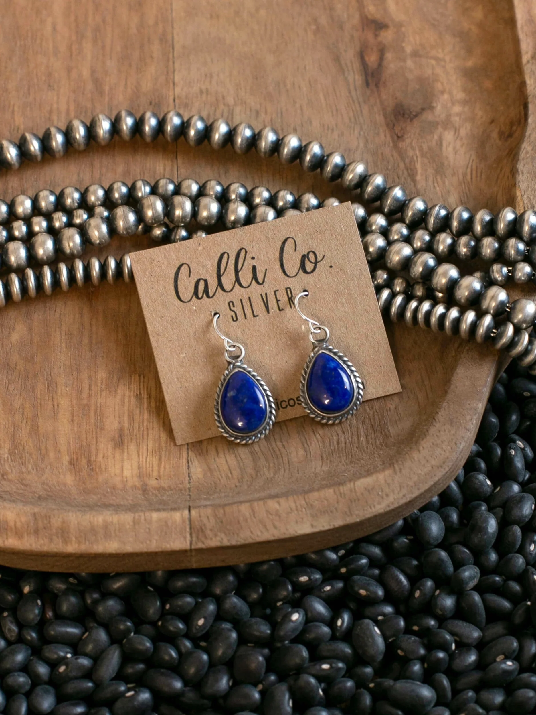 The Viola Earrings in Lapis, 3