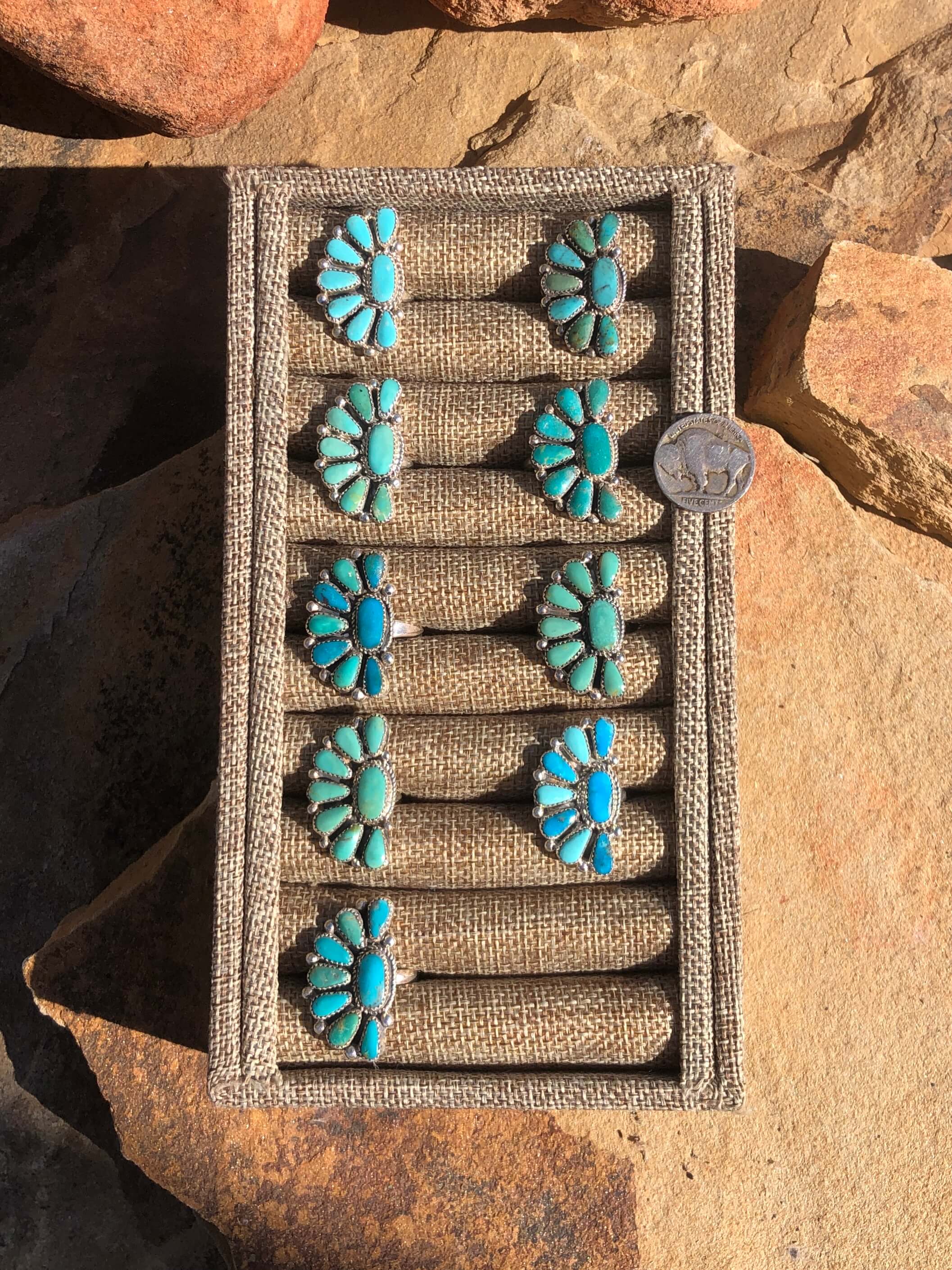 The Woods Adjustable Turquoise Cluster Rings - Image 6